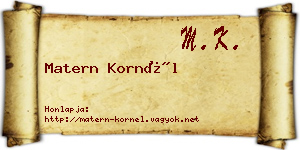 Matern Kornél névjegykártya